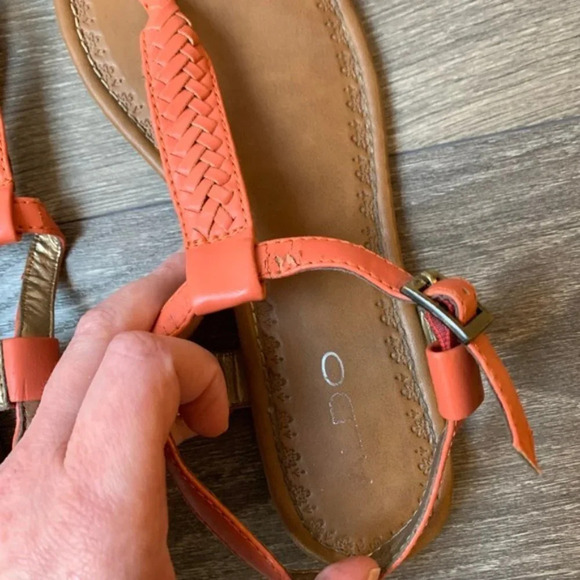 Aldo Women’s Sandals T-Strap Flat Braided Coral Pink Size 7 Vacation Beach Boho - Picture 10 of 15